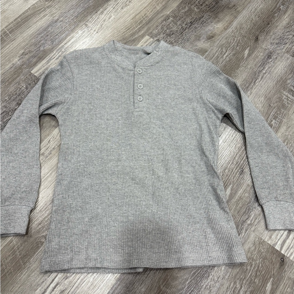 Classic Gray Henley Long Sleeve Shirt